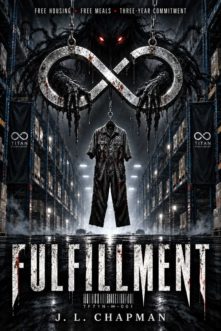 Fulfillment by J. L. Chapman concept cover featuring a nightmarish Titan warehouse